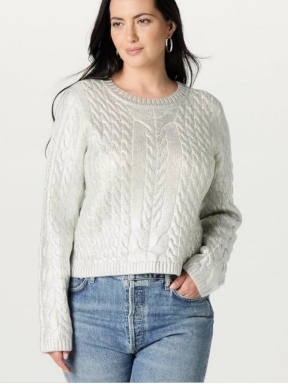 NEW! The Drop Silver Metallic Foil Sweater Size 2X
